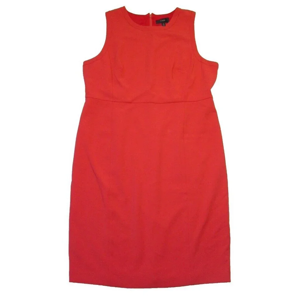NWT J.Crew Sleeveless Sheath in Ripe Persimmon Red Four Season Stretch Dress 20